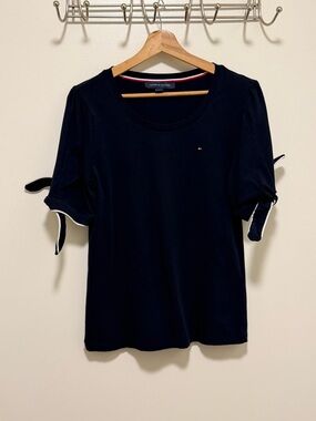 Tommy Hilfiger Navy Short Sleeve Tie-Sleeve Tee